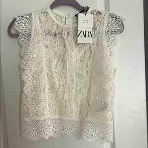 Zara White Lace Women's Top